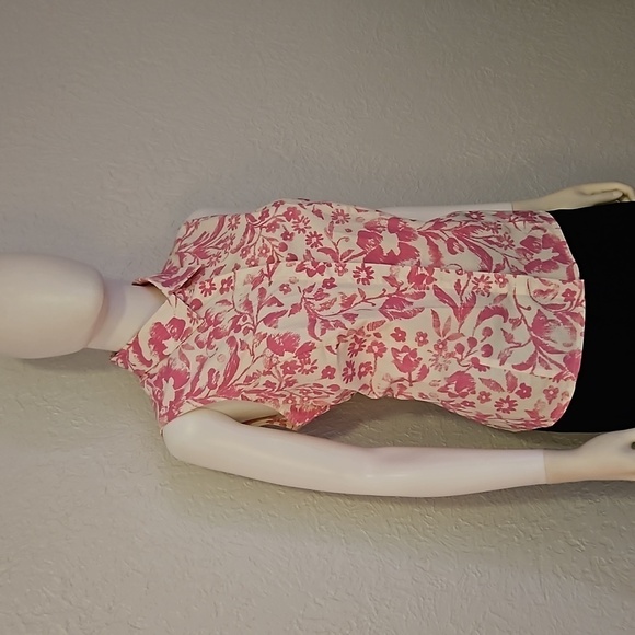 EVAN PICONE Pink Floral Sleeveless Button Down Shirt - Picture 2 of 6